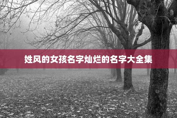 姓风的女孩名字灿烂的名字大全集