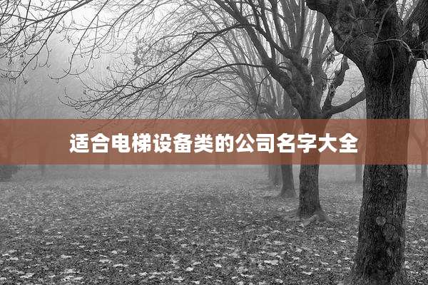 适合电梯设备类的公司名字大全