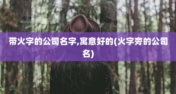 带火字的公司名字,寓意好的(火字旁的公司名)