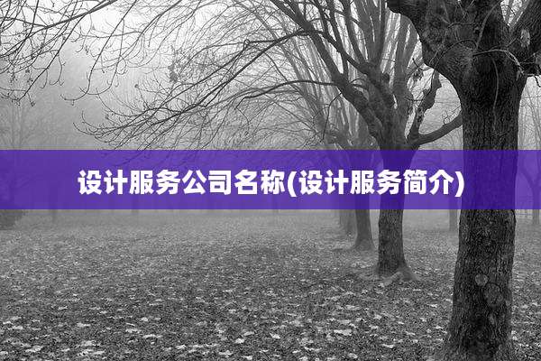 设计服务公司名称(设计服务简介)