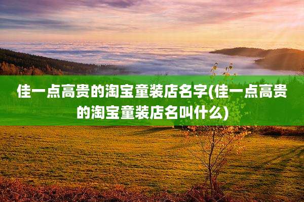 佳一点高贵的淘宝童装店名字(佳一点高贵的淘宝童装店名叫什么)