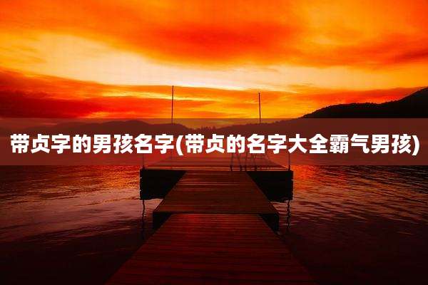 带贞字的男孩名字(带贞的名字大全霸气男孩)