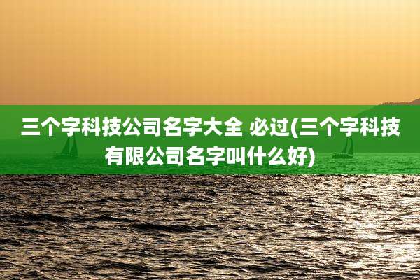 三个字科技公司名字大全 必过(三个字科技有限公司名字叫什么好)