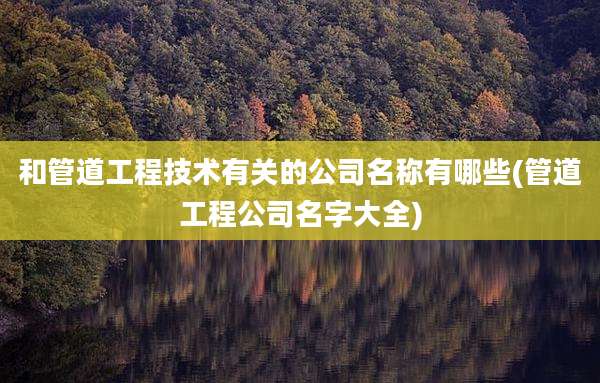 和管道工程技术有关的公司名称有哪些(管道工程公司名字大全)