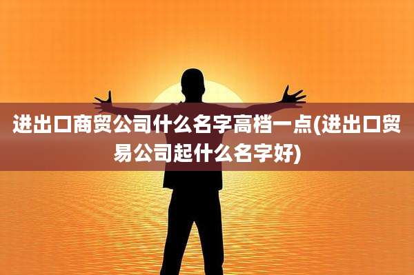 进出口商贸公司什么名字高档一点(进出口贸易公司起什么名字好)