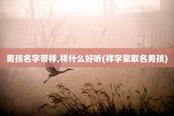 男孩名字带祥,祥什么好听(祥字辈取名男孩)