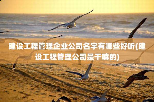 建设工程管理企业公司名字有哪些好听(建设工程管理公司是干嘛的)