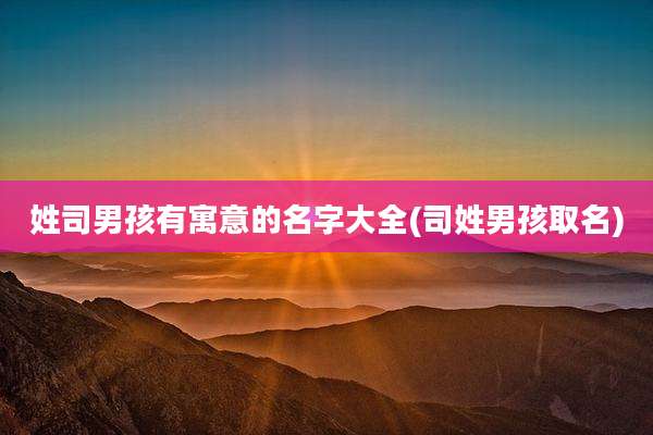 姓司男孩有寓意的名字大全(司姓男孩取名)