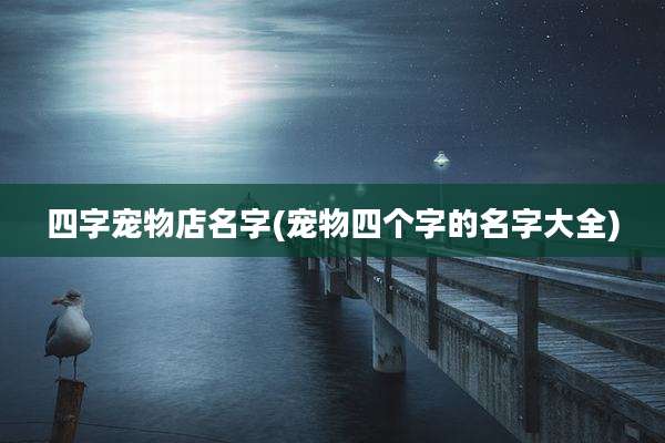 四字宠物店名字(宠物四个字的名字大全)