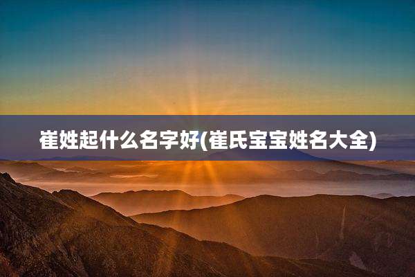 崔姓起什么名字好(崔氏宝宝姓名大全)
