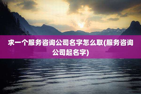 求一个服务咨询公司名字怎么取(服务咨询公司起名字)