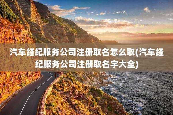 汽车经纪服务公司注册取名怎么取(汽车经纪服务公司注册取名字大全)
