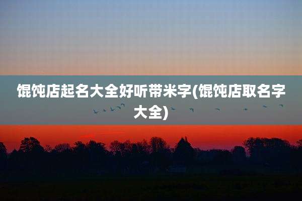 馄饨店起名大全好听带米字(馄饨店取名字大全)