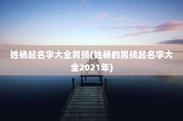 姓杨起名字大全男孩(姓杨的男孩起名字大全2021年)
