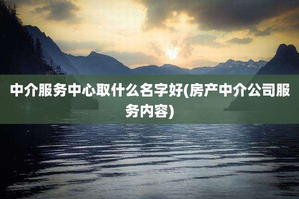 中介服务中心取什么名字好(房产中介公司服务内容)