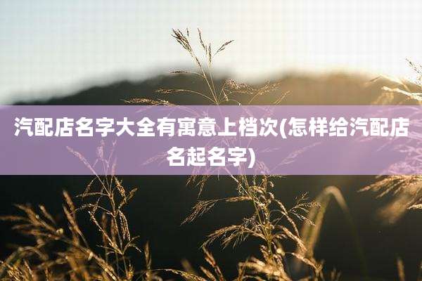 汽配店名字大全有寓意上档次(怎样给汽配店名起名字)