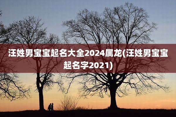 汪姓男宝宝起名大全2024属龙(汪姓男宝宝起名字2021)