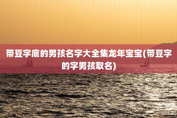 带豆字底的男孩名字大全集龙年宝宝(带豆字的字男孩取名)