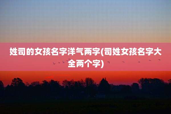 姓司的女孩名字洋气两字(司姓女孩名字大全两个字)