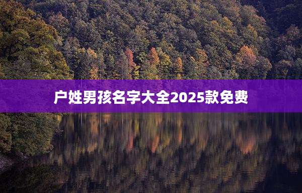 户姓男孩名字大全2025款免费