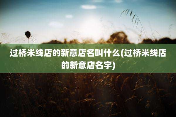 过桥米线店的新意店名叫什么(过桥米线店的新意店名字)