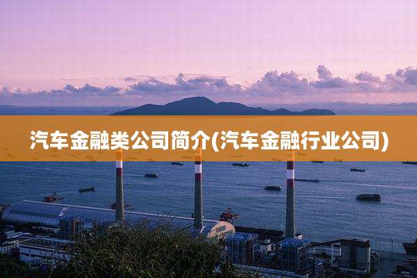 汽车金融类公司简介(汽车金融行业公司)