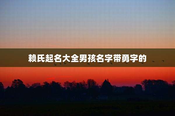 赖氏起名大全男孩名字带勇字的