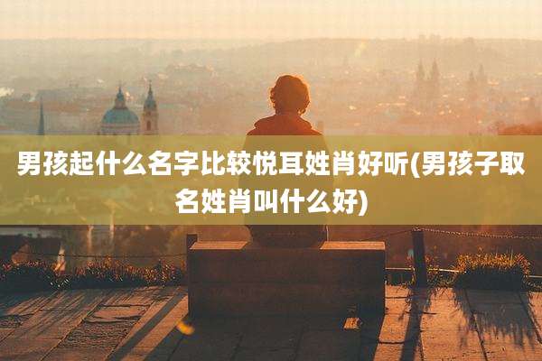 男孩起什么名字比较悦耳姓肖好听(男孩子取名姓肖叫什么好)