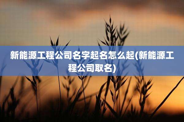 新能源工程公司名字起名怎么起(新能源工程公司取名)