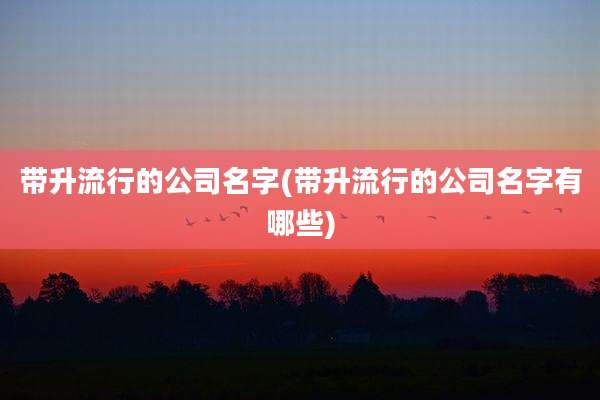 带升流行的公司名字(带升流行的公司名字有哪些)