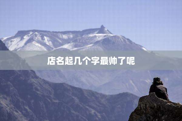 店名起几个字最帅了呢