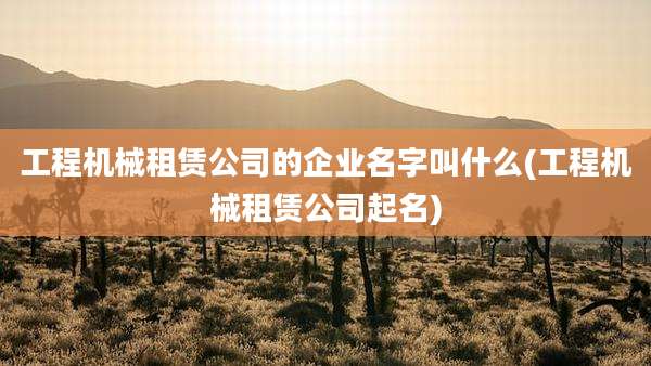 工程机械租赁公司的企业名字叫什么(工程机械租赁公司起名)