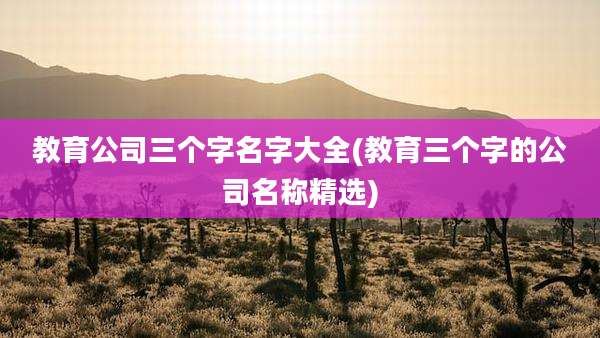 教育公司三个字名字大全(教育三个字的公司名称精选)