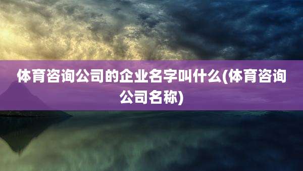 体育咨询公司的企业名字叫什么(体育咨询公司名称)