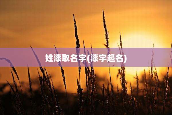 姓漆取名字(漆字起名)