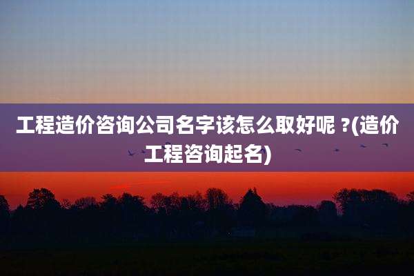 工程造价咨询公司名字该怎么取好呢 ?(造价工程咨询起名)