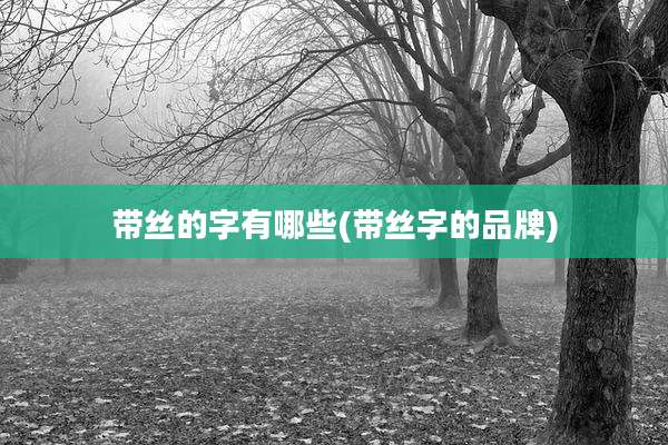 带丝的字有哪些(带丝字的品牌)