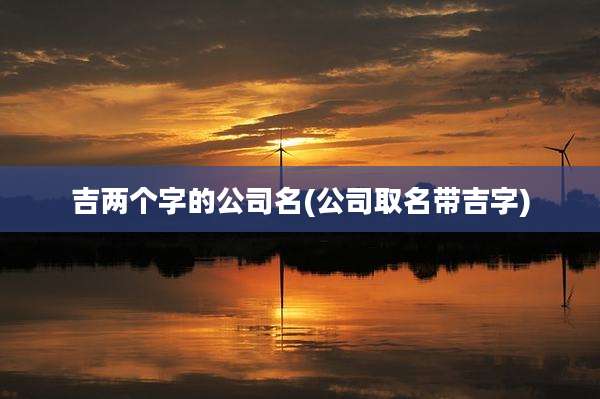吉两个字的公司名(公司取名带吉字)