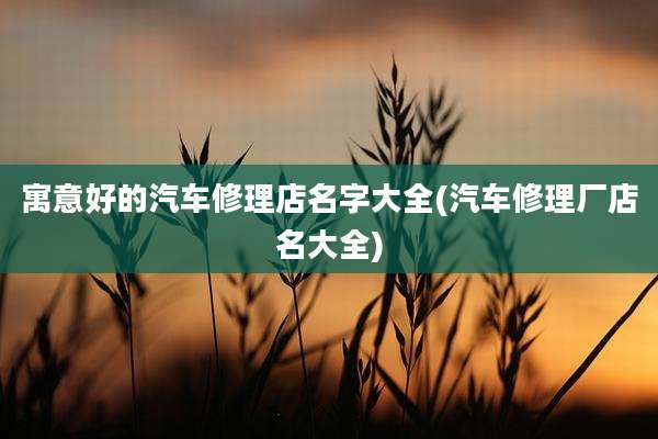 寓意好的汽车修理店名字大全(汽车修理厂店名大全)