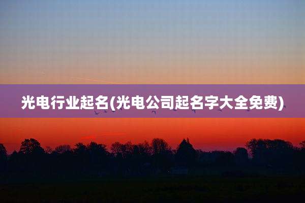 光电行业起名(光电公司起名字大全免费)