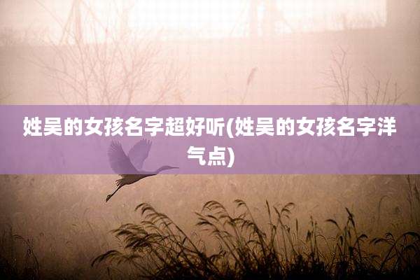 姓吴的女孩名字超好听(姓吴的女孩名字洋气点)