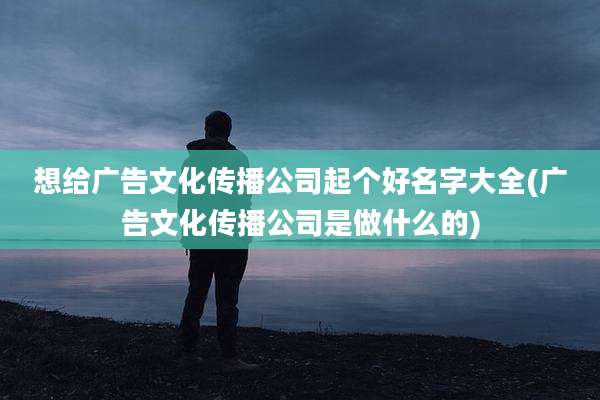 想给广告文化传播公司起个好名字大全(广告文化传播公司是做什么的)
