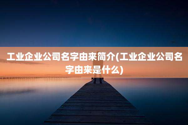 工业企业公司名字由来简介(工业企业公司名字由来是什么)