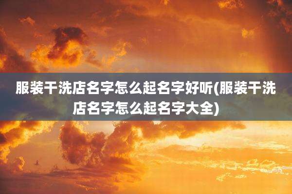 服装干洗店名字怎么起名字好听(服装干洗店名字怎么起名字大全)