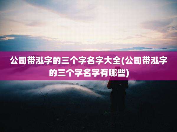 公司带泓字的三个字名字大全(公司带泓字的三个字名字有哪些)