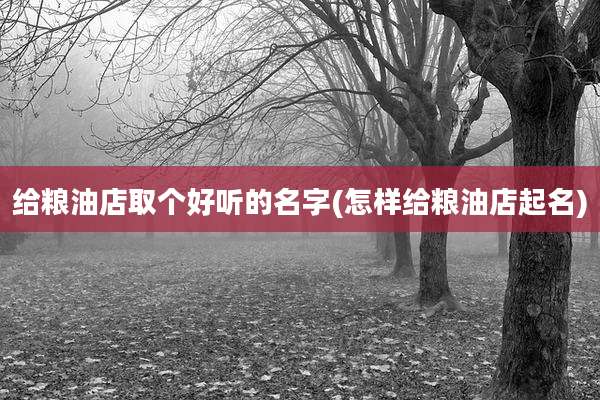 给粮油店取个好听的名字(怎样给粮油店起名)