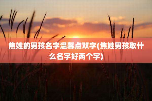 焦姓的男孩名字温馨点双字(焦姓男孩取什么名字好两个字)