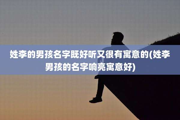 姓李的男孩名字既好听又很有寓意的(姓李男孩的名字响亮寓意好)