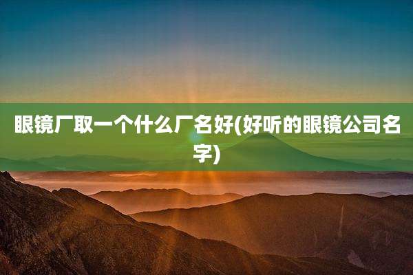 眼镜厂取一个什么厂名好(好听的眼镜公司名字)