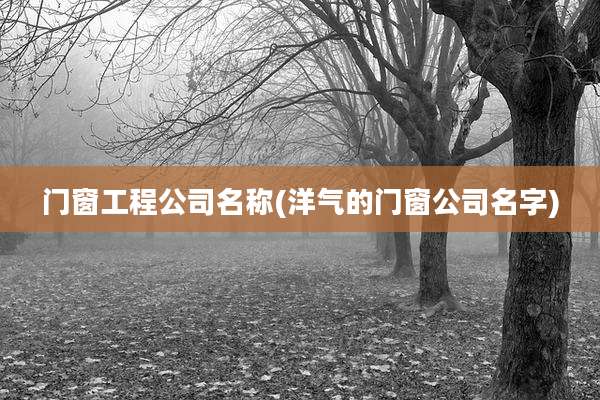 门窗工程公司名称(洋气的门窗公司名字)